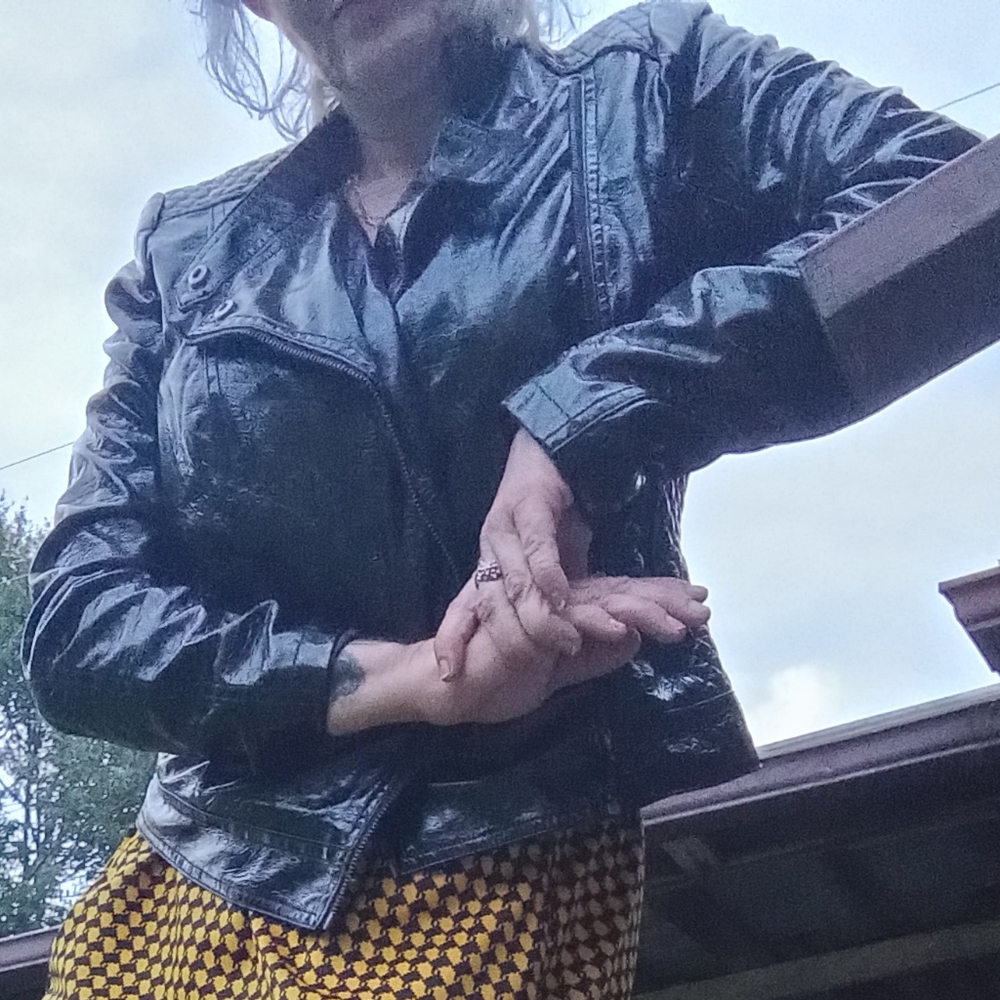 Patented leather jacket